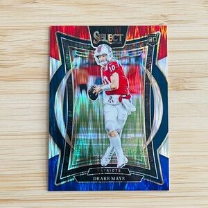 DRAKE MAYE 2024 Panini Select Red & Blue Shock Prizm Refractor Rookie Card RC